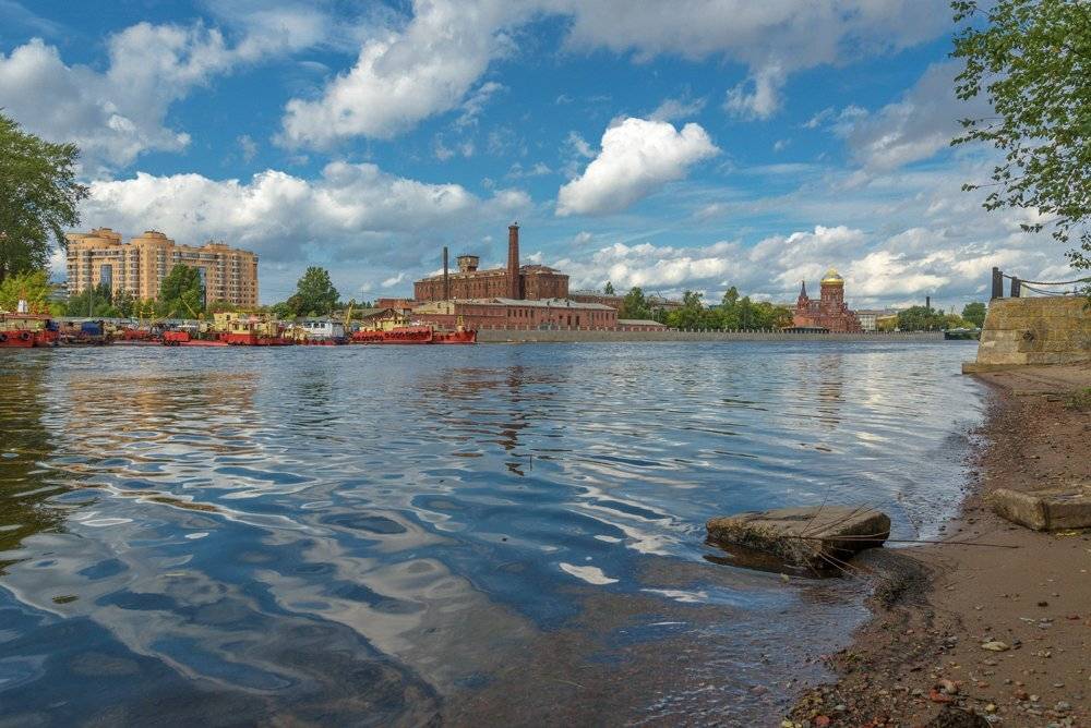 город, санкт-петербург, городской пейзаж, река екатерингофка, церковь богоявления господня на гутуевском острове, Марина Павлова