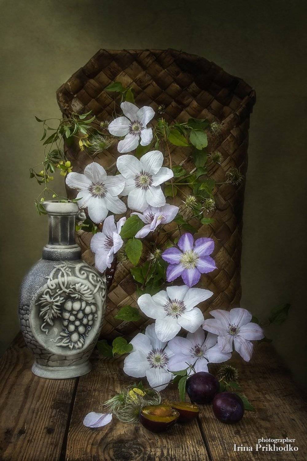 натюрморт, ретро, винтажный стиль, клематис, цветочный, , Ирина Приходько