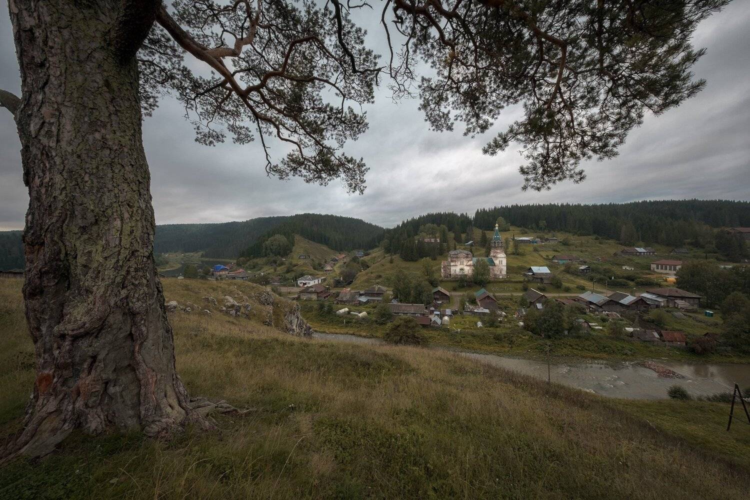 кын, завод, село, река, церковь, скалы, пермь, урал, закат, пейзаж, Андрей Чиж