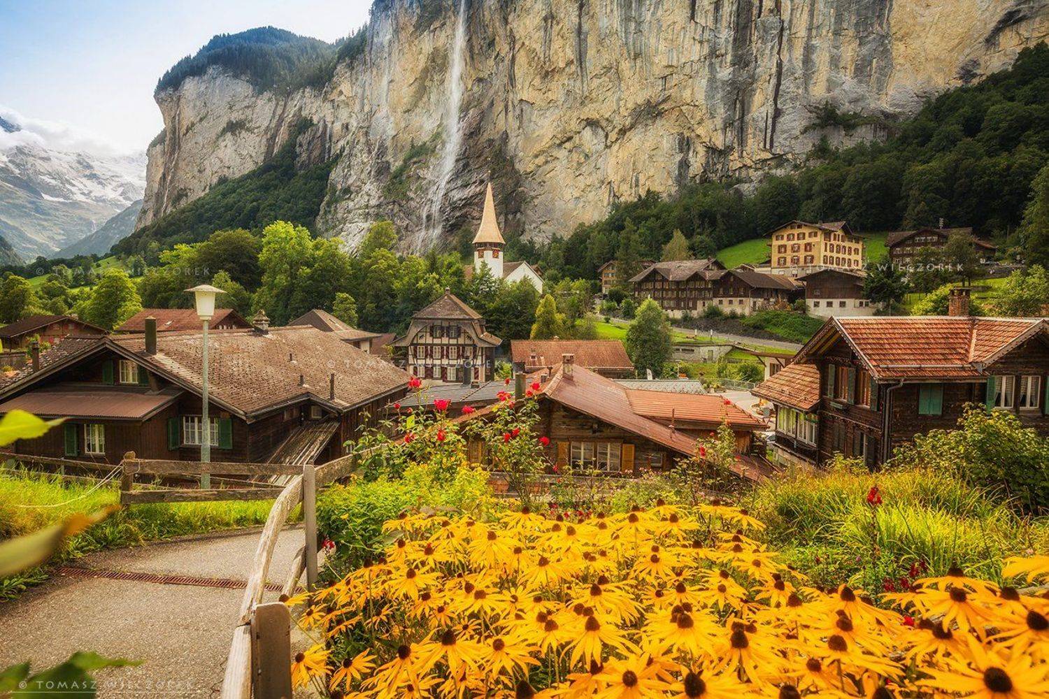 switzerland, landscape, sunrise, sunset, colours, awesome, amazing, adventure, travel, beautiful, swiss, waterfal, lauterbrunnen, village, flowers, Tomasz Wieczorek