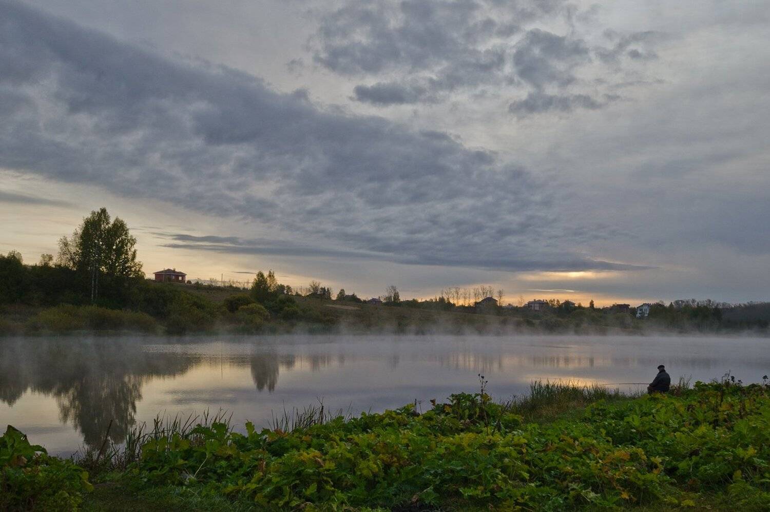 утро, рассвет, рыбак, пейзаж, архангельское, Михаил Агеев