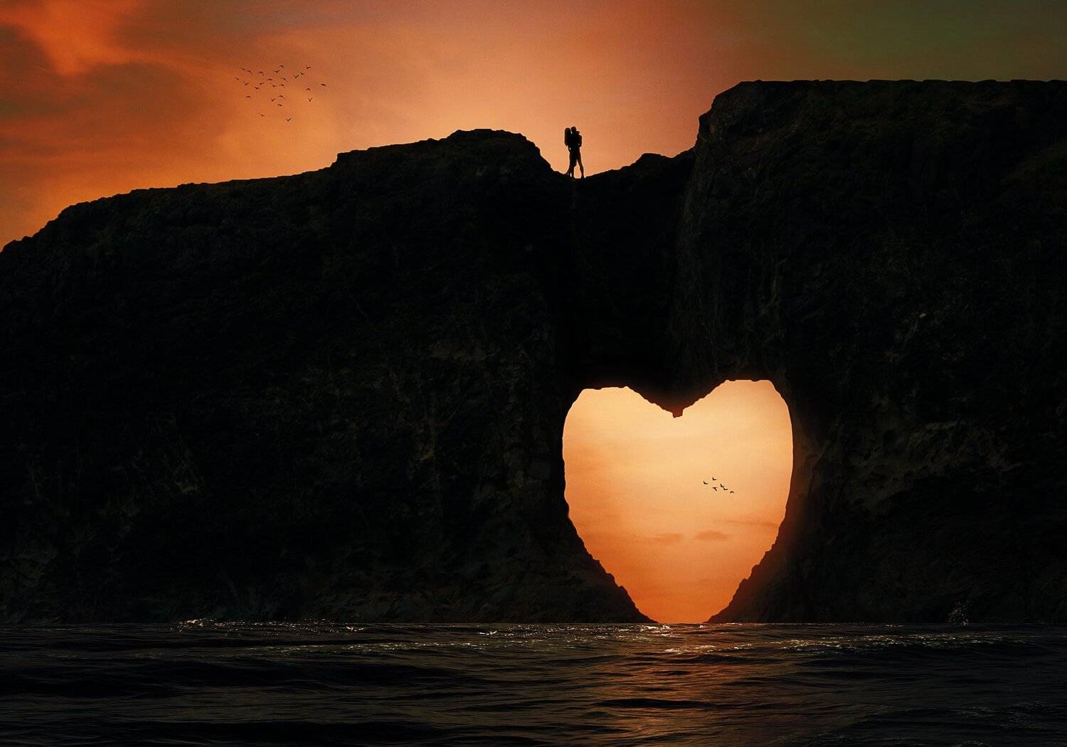 море, скала, девушка, парень, Sergii Vidov