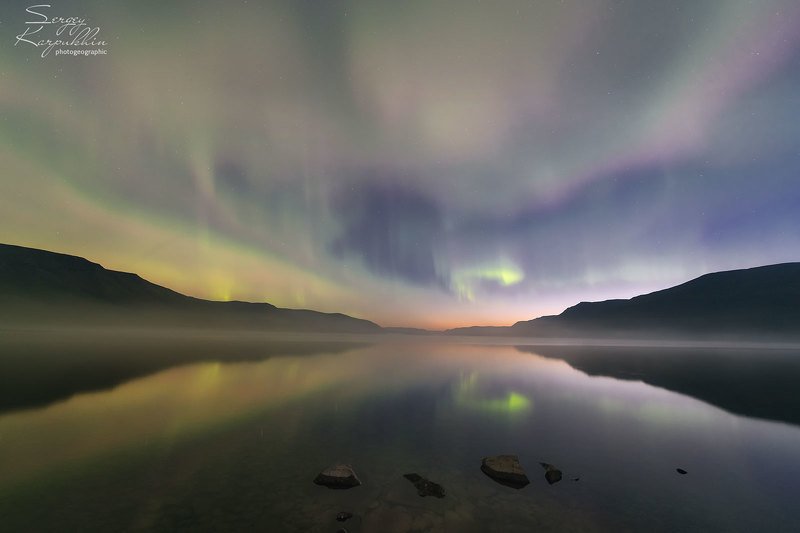 путораны, плато путорана, северное сияние Аврора по-осеннему фото превью