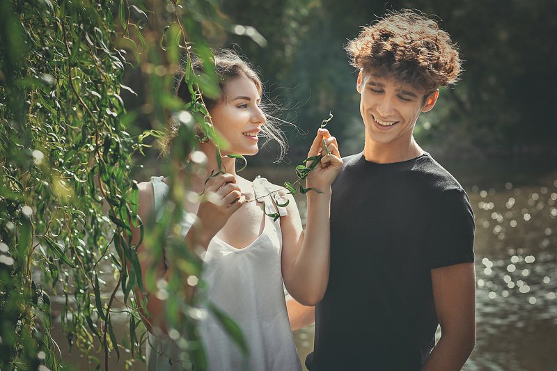 девушка, парень, природа, любовь, влюбленные, семья, первая любовь Пара фото превью