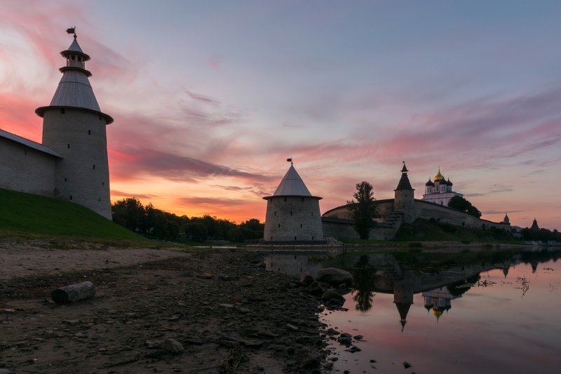 pskov, pleskau, псков, кром, кремль, landscape, pskovregion, krom, kremlin, утро, восход, река, реки Утренний Кром фото превью