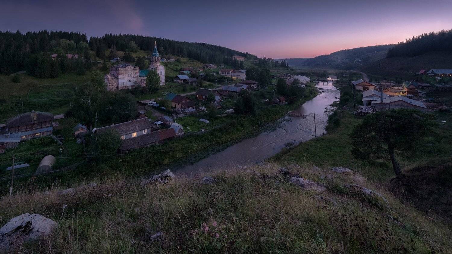 кын, завод, село, река, церковь, скалы, пермь, урал, закат, пейзаж, Андрей Чиж