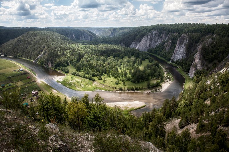 пейзаж,панорама,река,изгиб,лето Башкирские просторы. фото превью