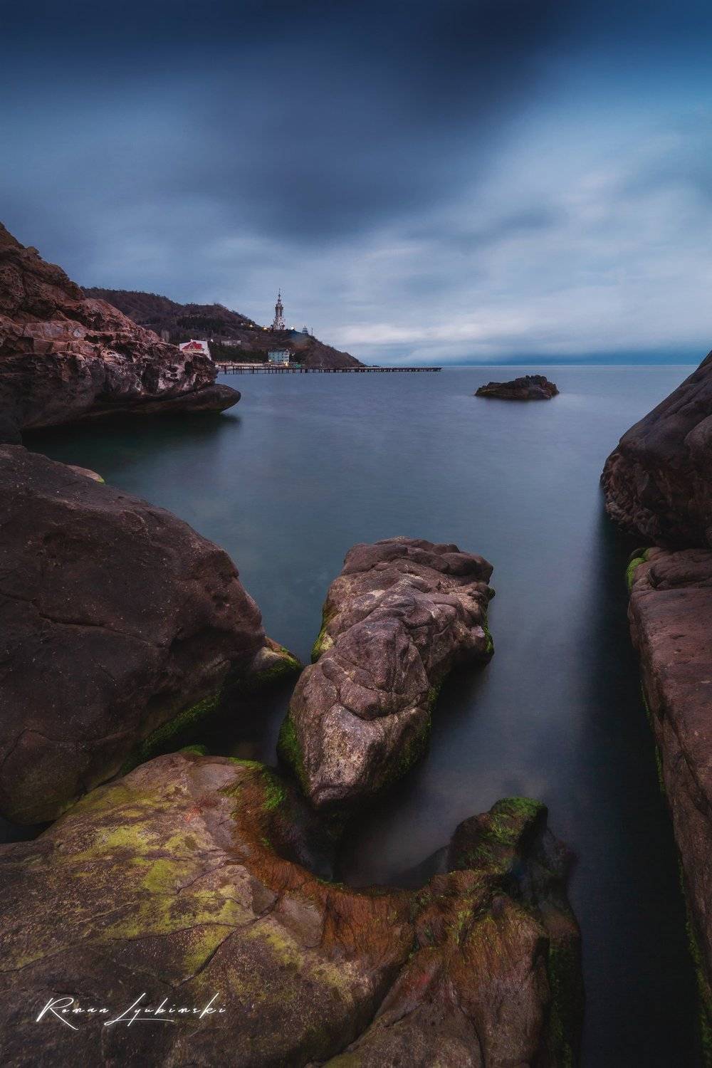 крым, вечер, море, пейзаж, роман любимский, малореченское, храм маяк, Роман Любимский