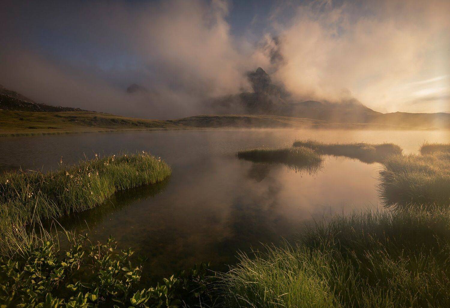mountains, dolomites, italy, sunrise, landscape, nature, travel, summer, peak, clouds, lake, reflection, Lazar Ioan Ovidiu