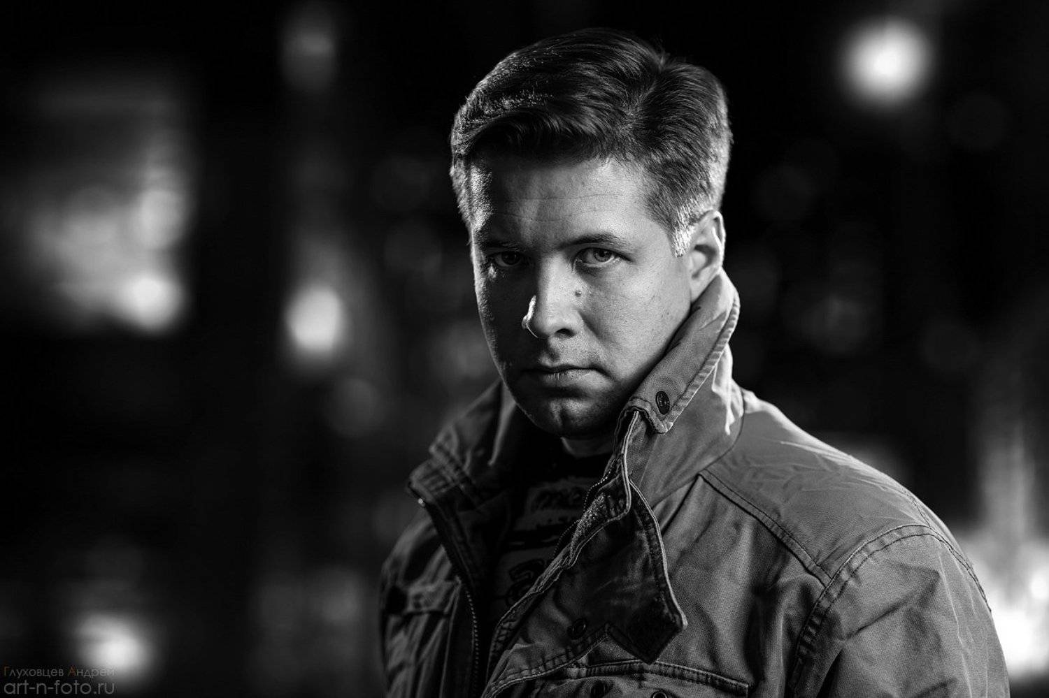 нуар, портрет, чб, стробизм мужской портрет, Андрей Глуховцев