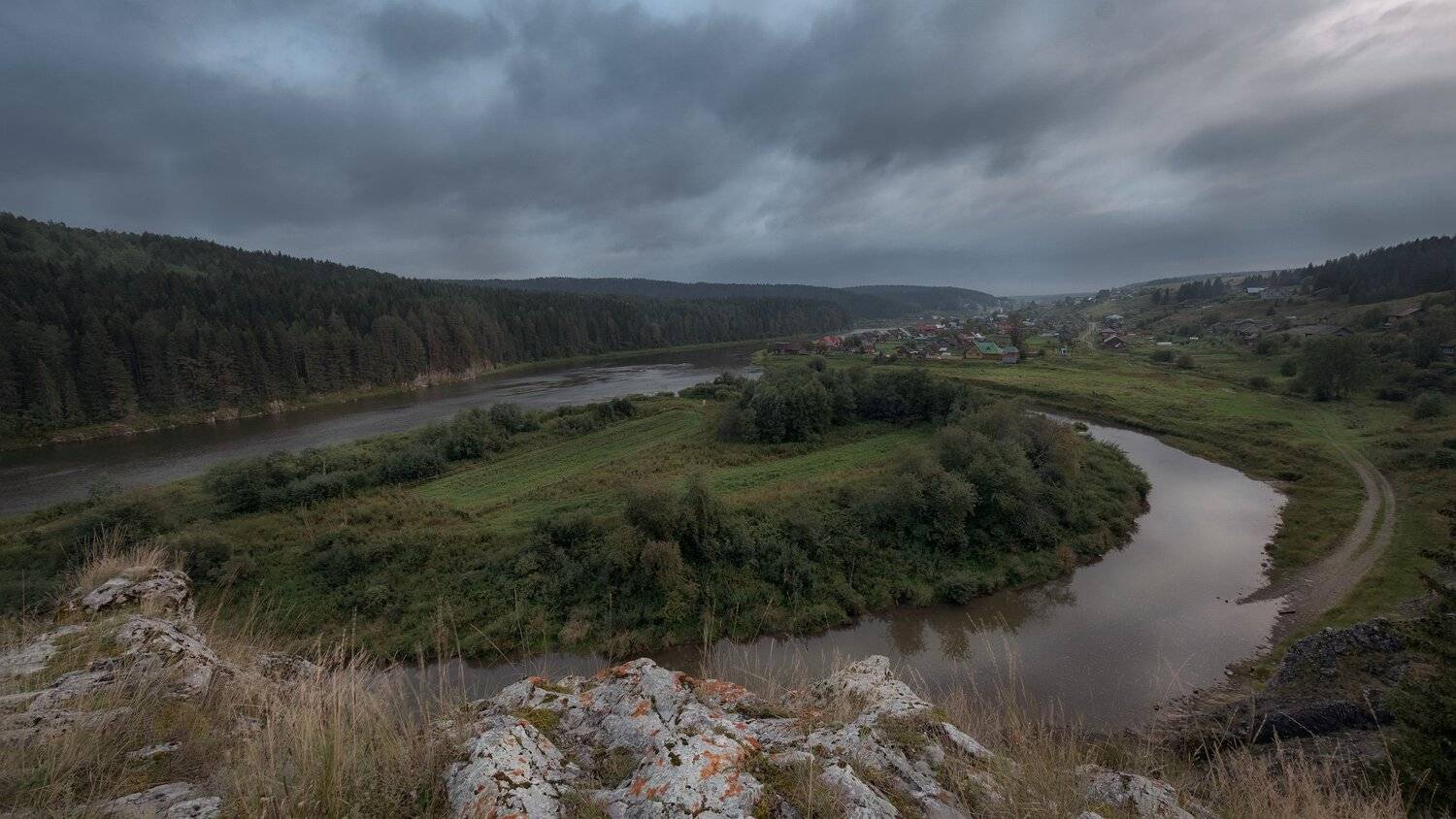 кын, завод, село, чусовая, река, дома, скалы, пермь, урал, пейзаж, Андрей Чиж