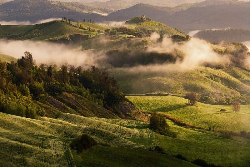 tuscany. тоскана, туман, волны,fog, mist, waves Утренняя тишина фото превью