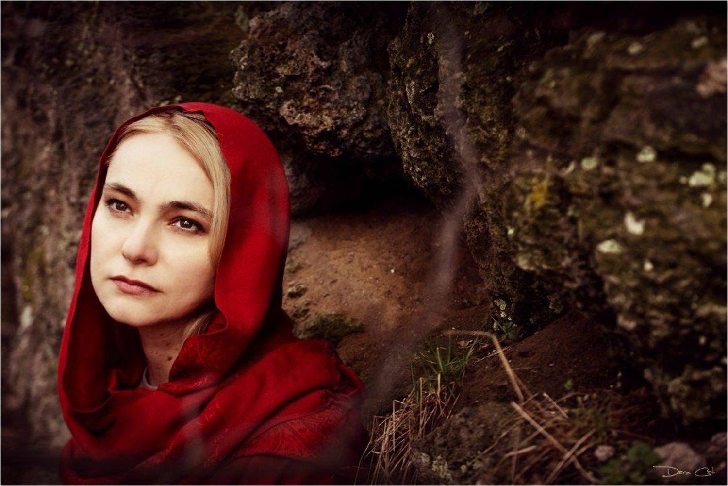 портрет, девушка, анна, siren, беркоз, красный, платок, Darn Cat