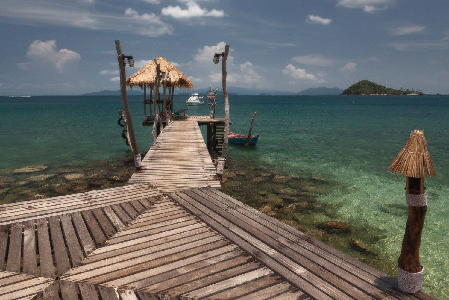 мостик, дощечки, фонари, лодка, кораблик, море, острова, таиланд, Георгий Машковцев