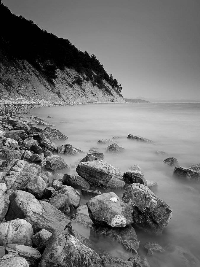 море, скалы, камни, лето, пейзаж, чб, Serj Master