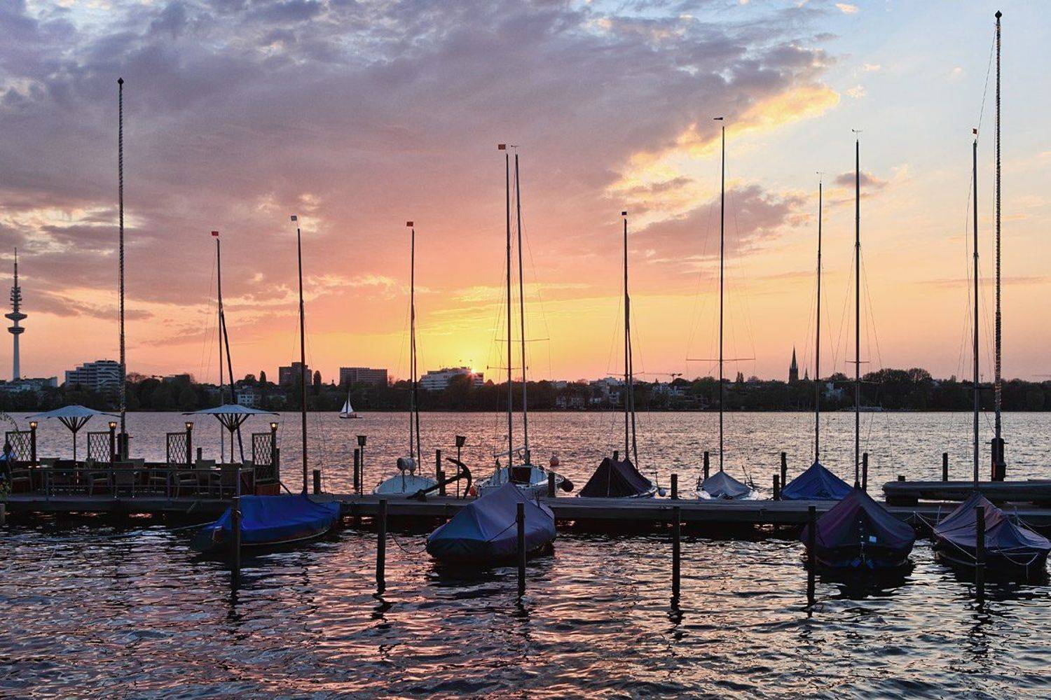 германия, гамбург, альстер, вечер, Игорь Дубровский