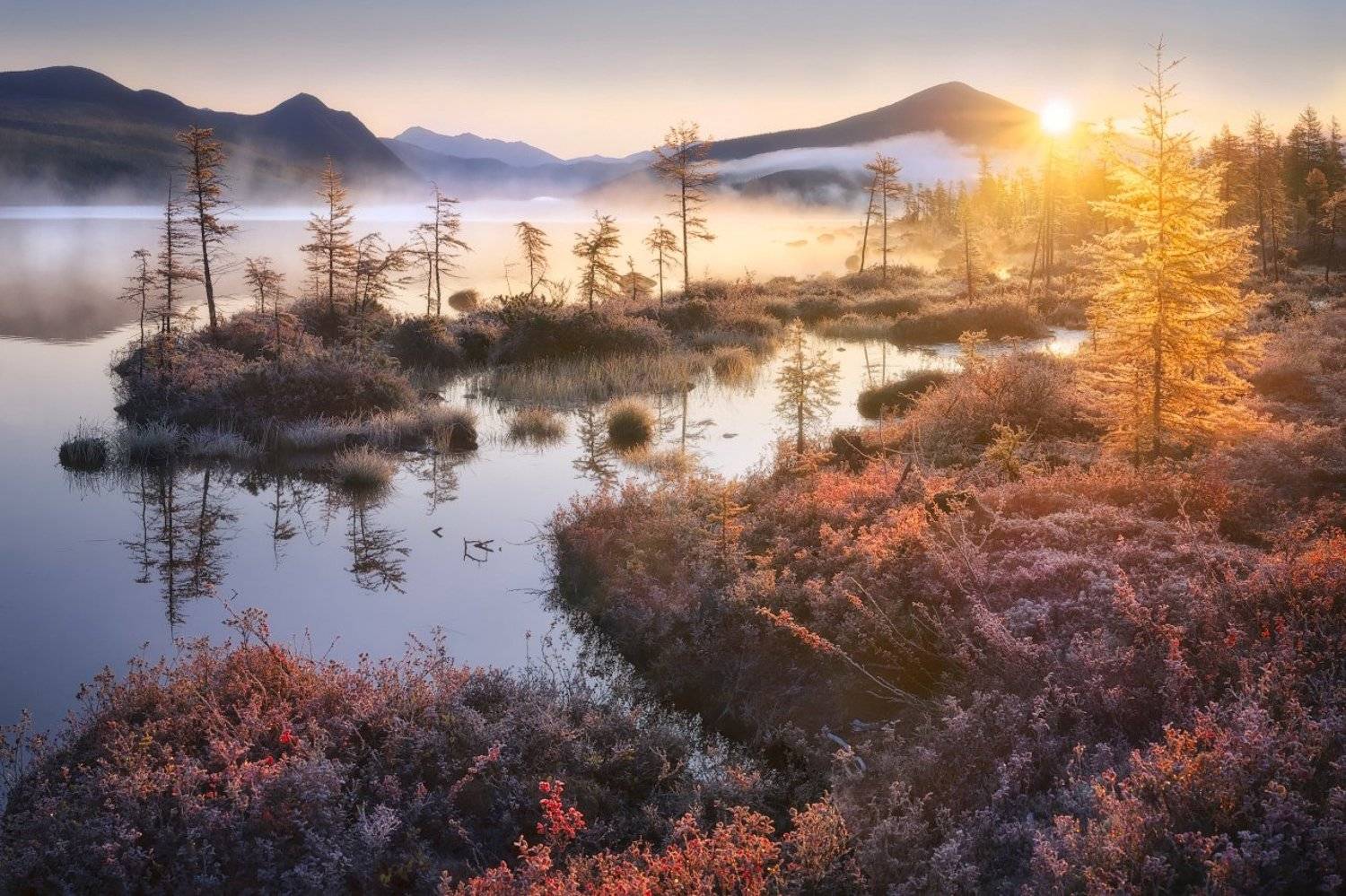 озеро джека лондона, рассвет, осень, озеро, горы, Дмитрий Медянцев