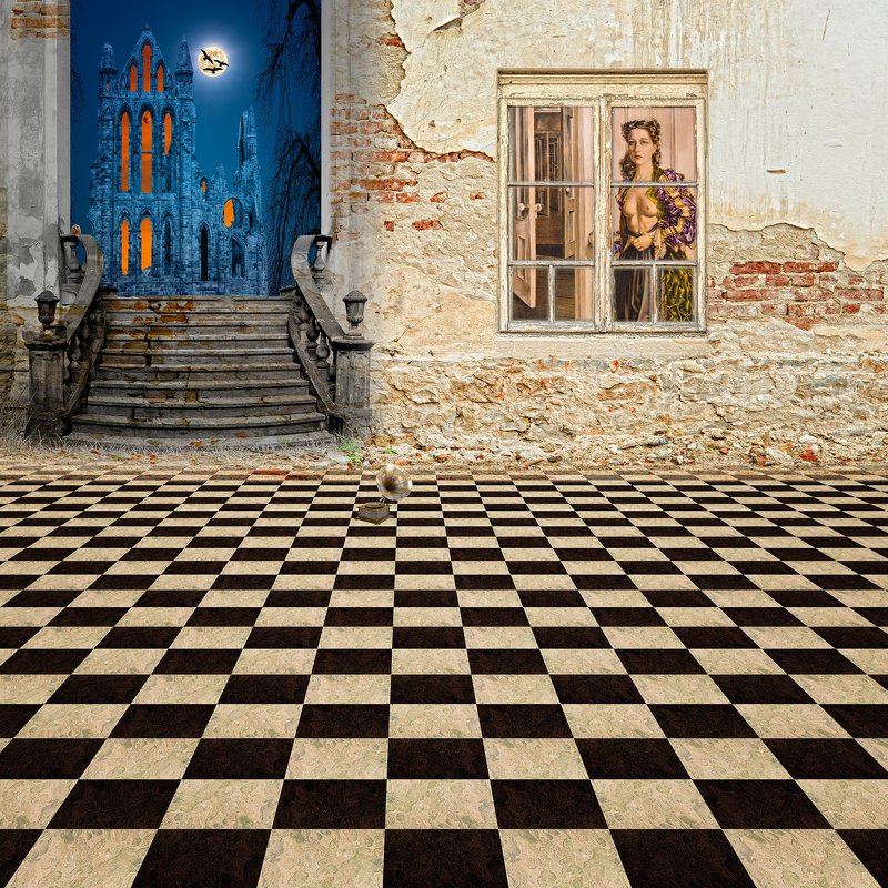 art, b&w, collage, color, colors, color-image, composing, concept, conceptual,  digital, digital-art, editing, photography, photo-collage, surreal, surrealism, The Enigma of a Metaphysical Hostess #2 фото превью