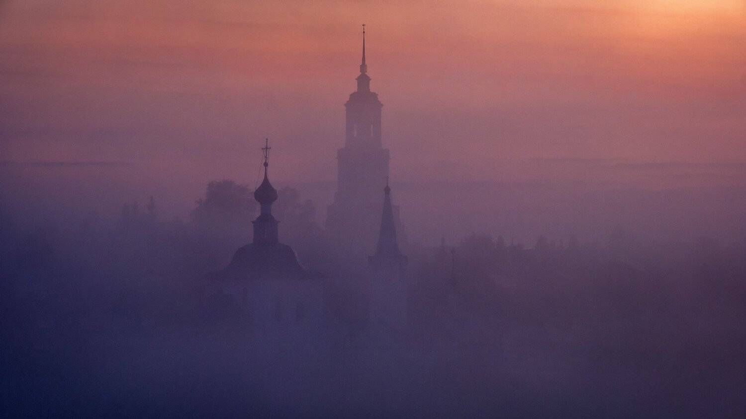 суздаль, церковь, рассвет, туман, город, утро, Андрей Чиж