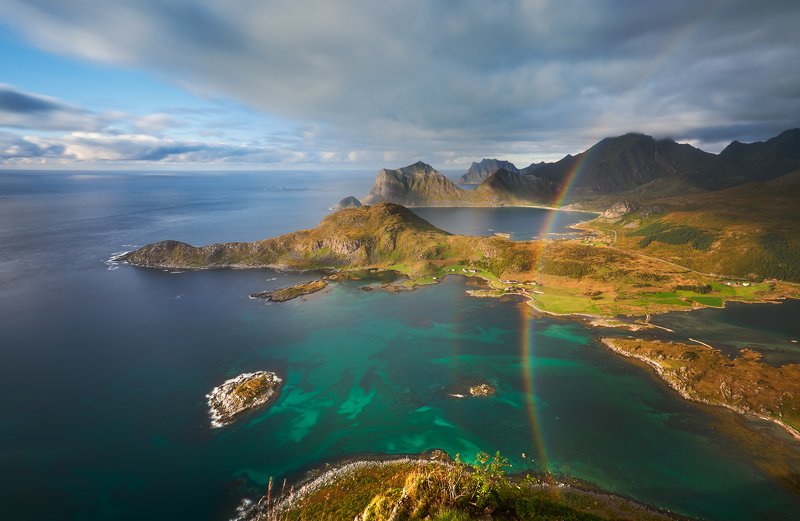 landscape,light,paradise,sunset,rainbow,lofoten,island,norway,north Paradise фото превью
