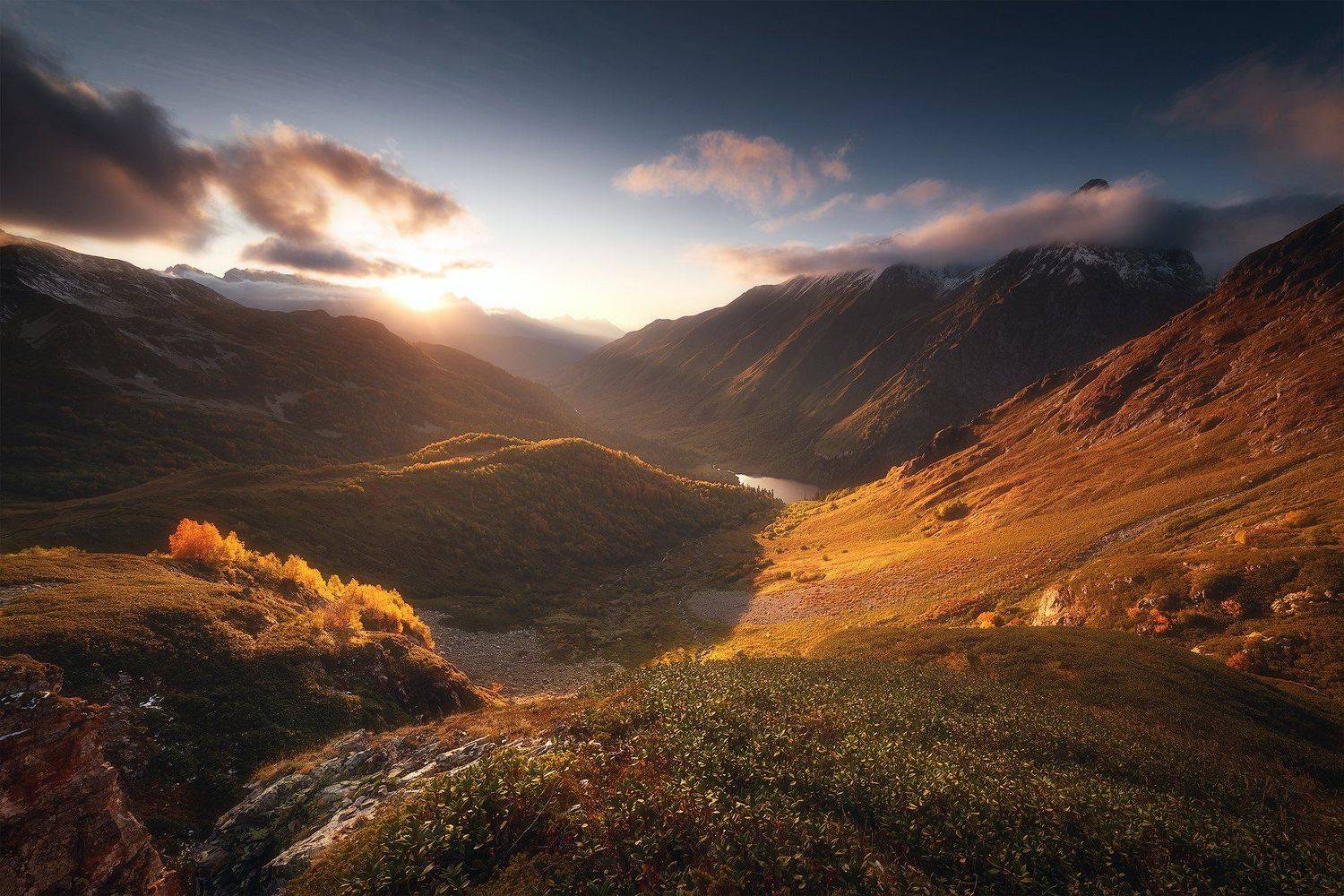 закат, горы, озеро, кавказ, пейзаж, кавказский заповедник, кардывач, Tania Leschinskaya