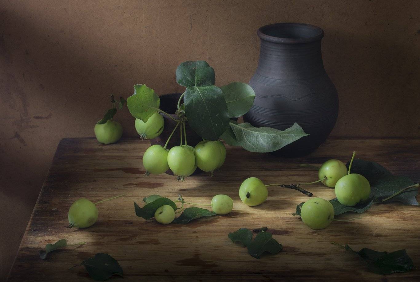 зелёные яблоки,натюрморт, Елена Рубинская