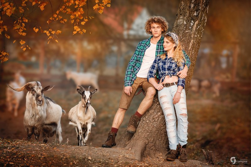 ферма, пара, осень, козы, файнарт Farm life фото превью