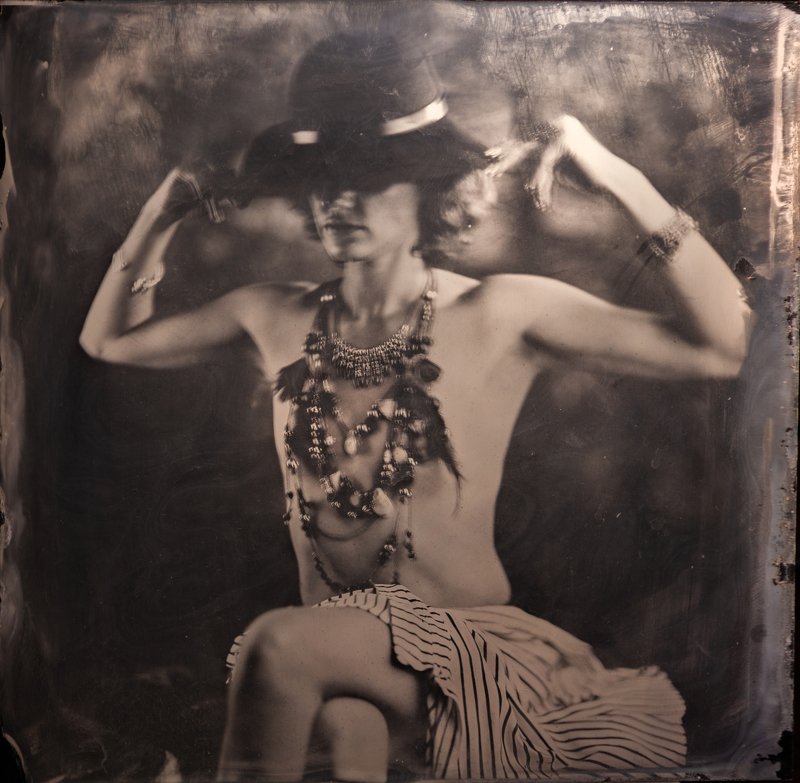 портрет, черно-белое, женский, портрет, ню амбротип на стекле 23x24 фото превью