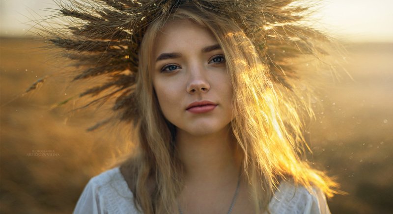 девушка, сказка, лето, волшебство, фото, арт, портрет , поле, пшеница, колос Солнце фото превью