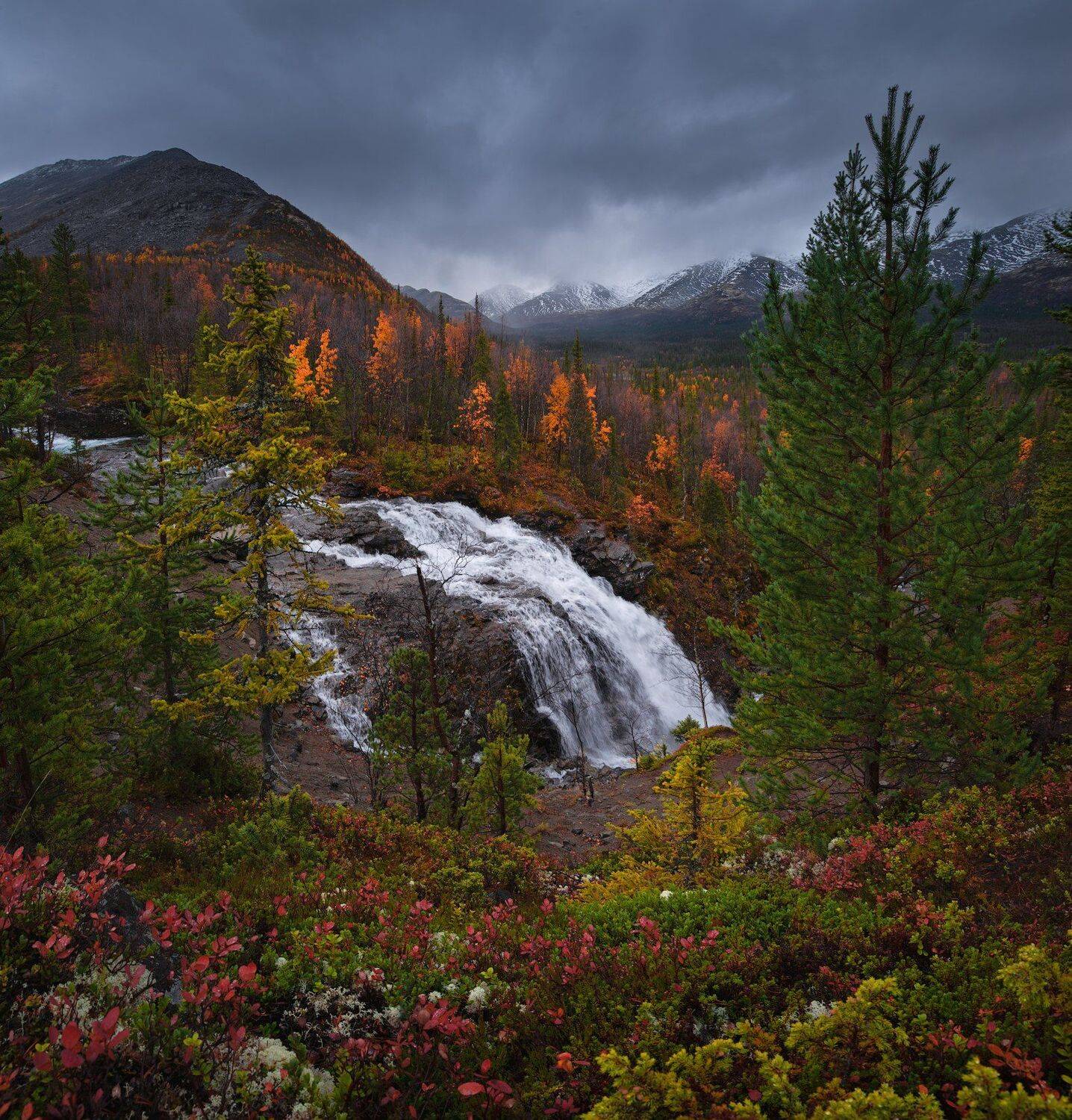 пейзаж,хибины,водопад,россия,горы,панорама,осень, Виталий Истомин
