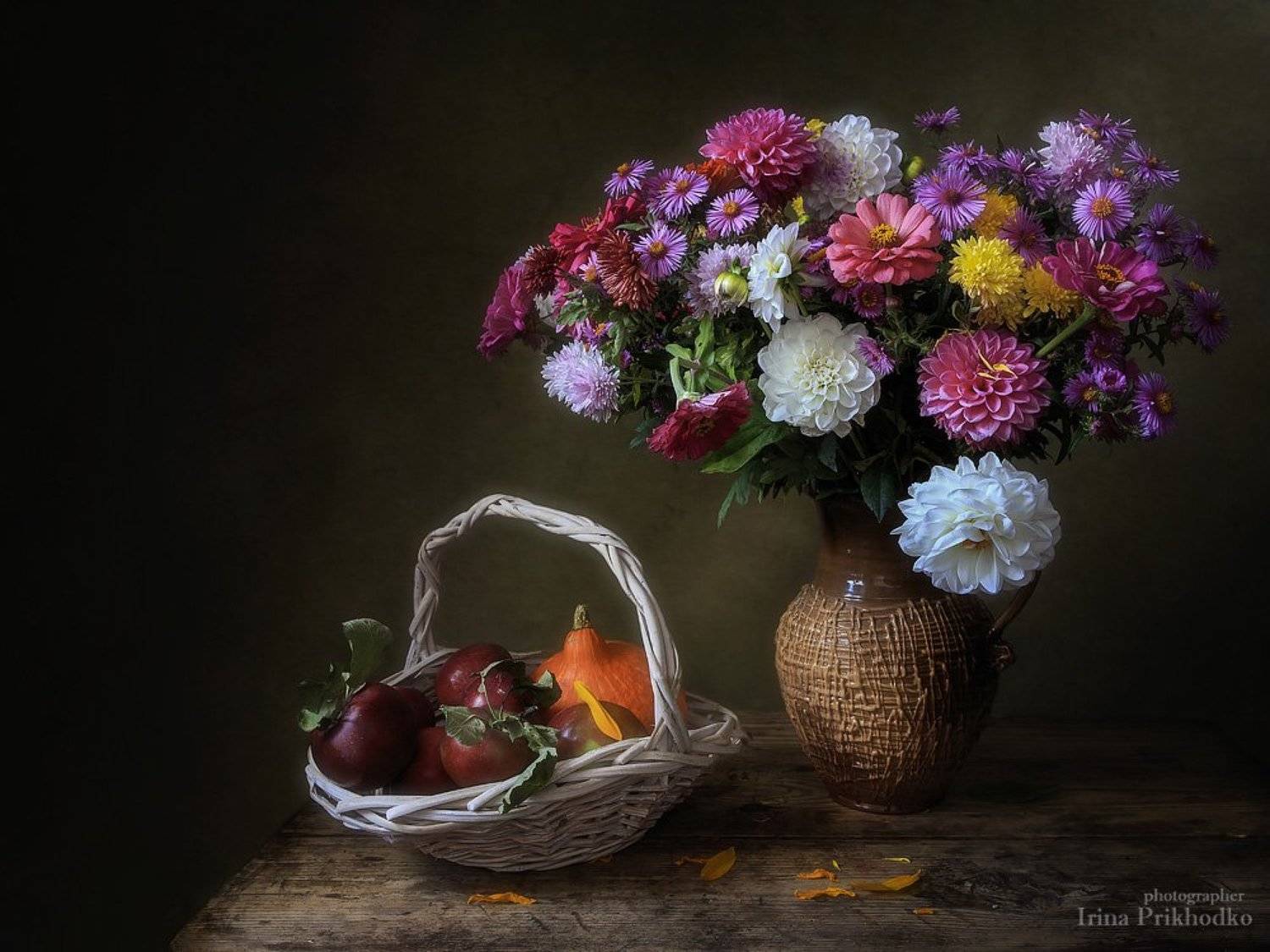 натюрморт,осень, ретро, букет, яблоки, Ирина Приходько