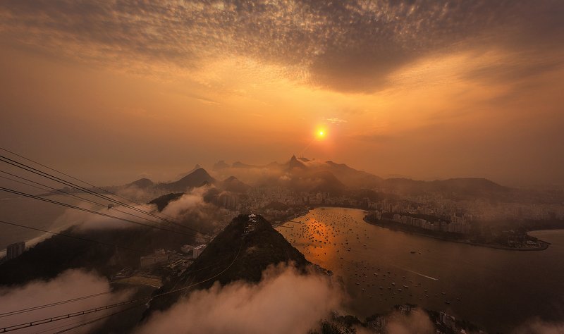 city, night, architecture, river, sunset, blue, light, rio de janeiro Rio de Janeiro фото превью