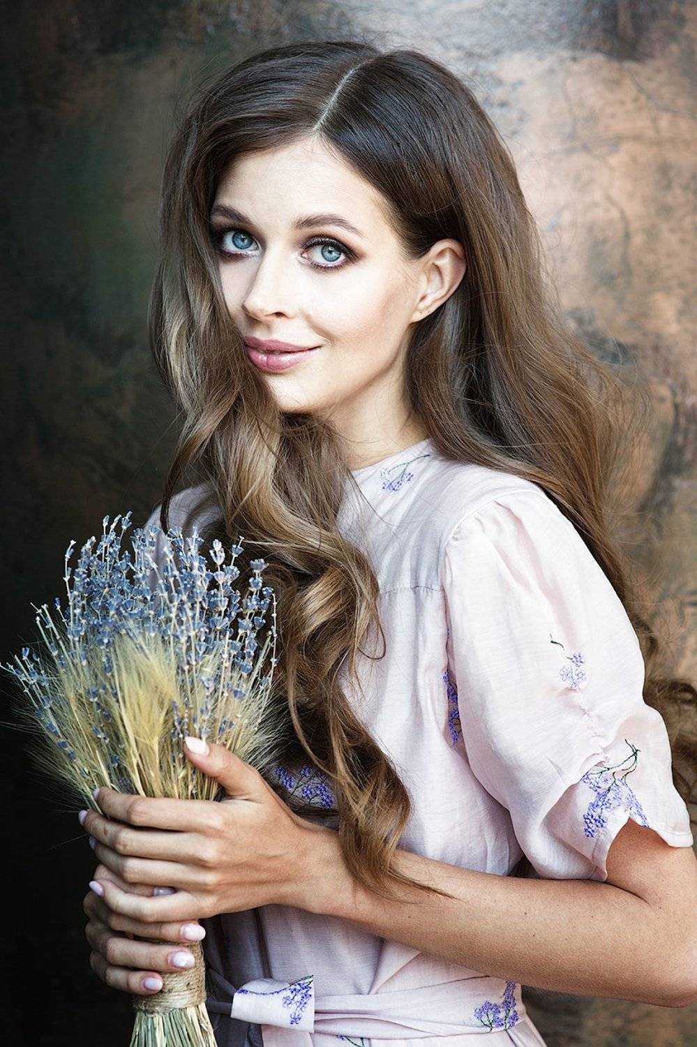 девушка, красивая, лаванда, кудри, локоны, портрет, Дарья Комарова