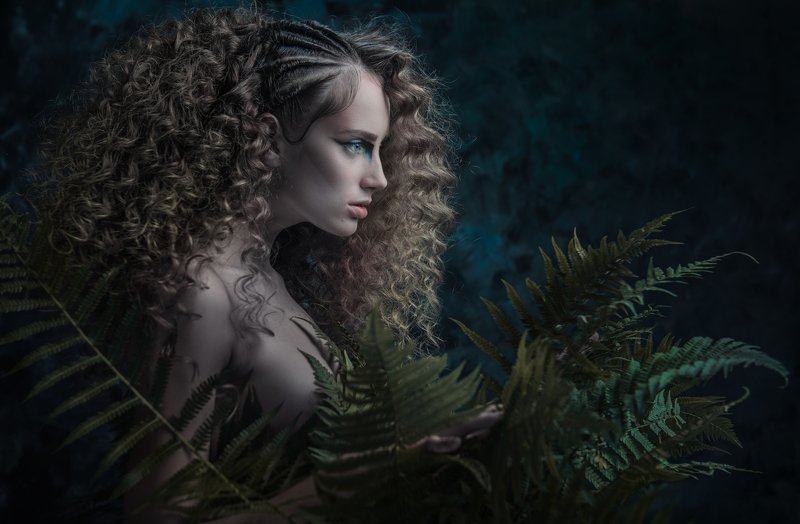 girl, portrait. beauty, fern Fern blossom фото превью