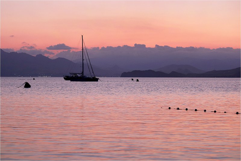 крым, чёрное море, осень, сентябрь, закат, заход солнца, яхты,  фото превью