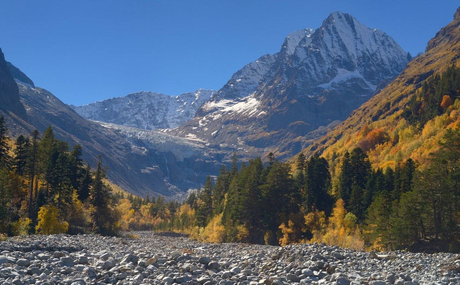 горы кавказ осень аксаут ледник хасаут, Александр Жарников