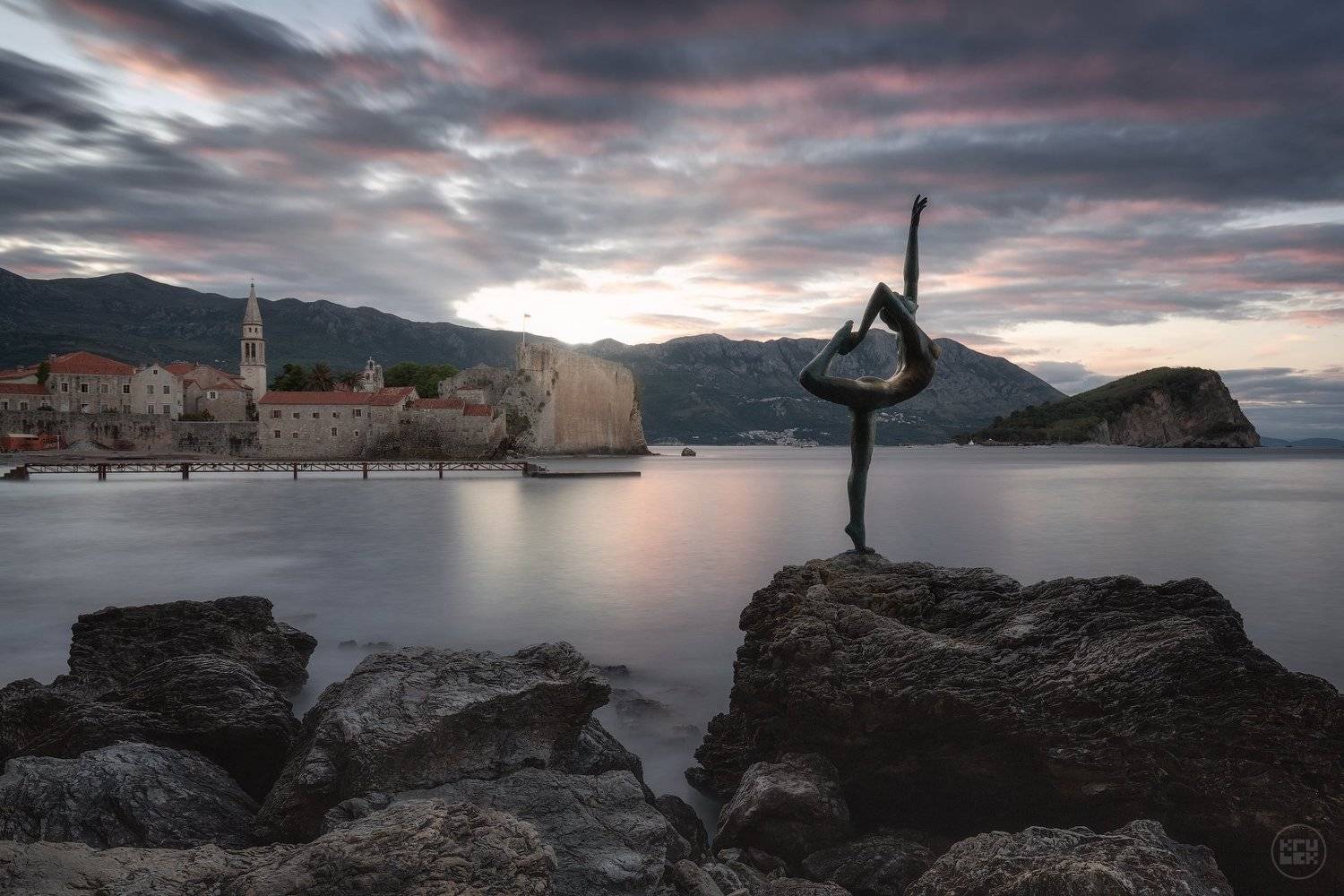 черногория, будва, рассвет, море, KrubeK