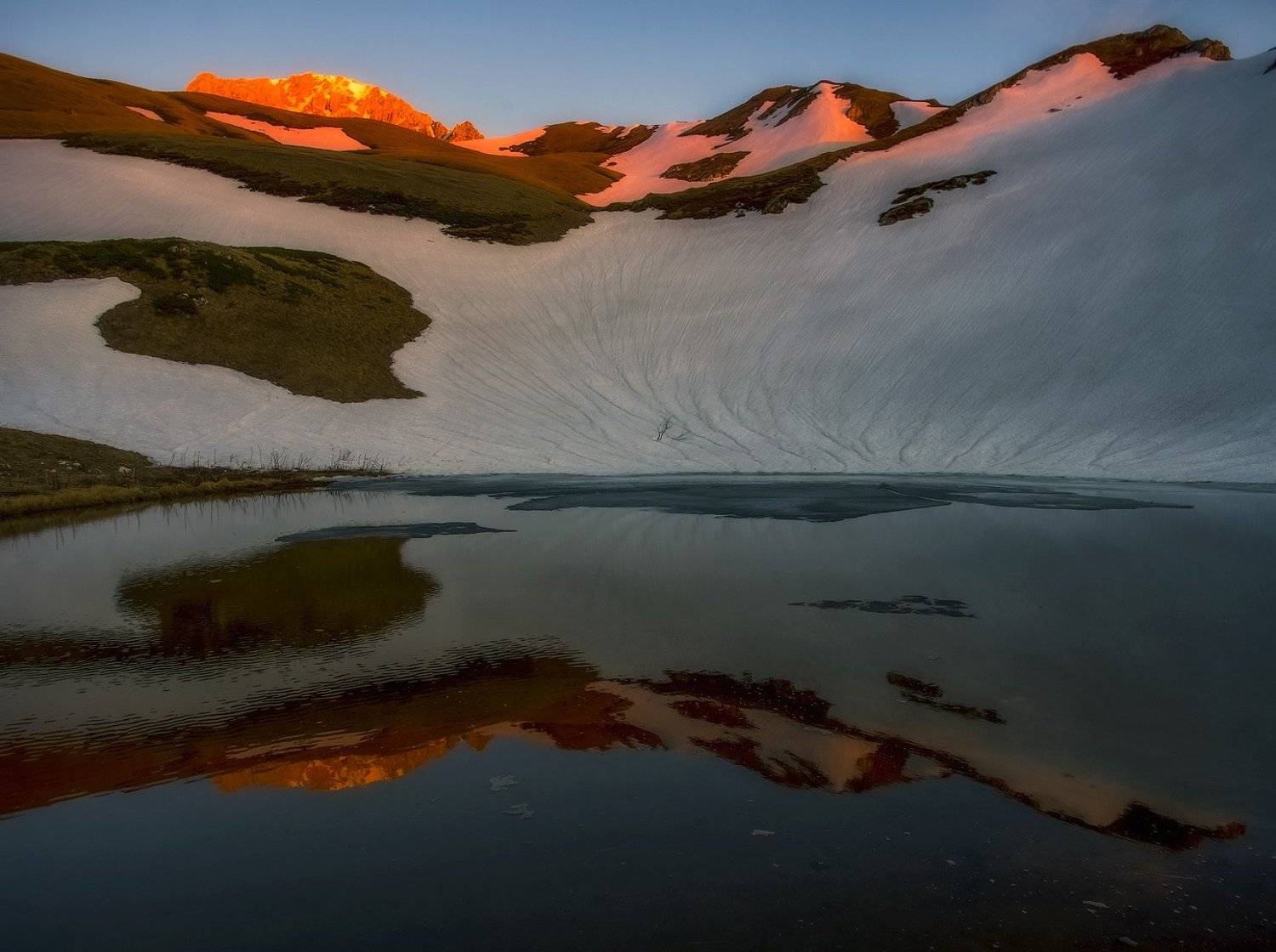 горы, кавказ, закат , озеро, оштен, лаго-наки, весна, апрель, ФЁДОР
