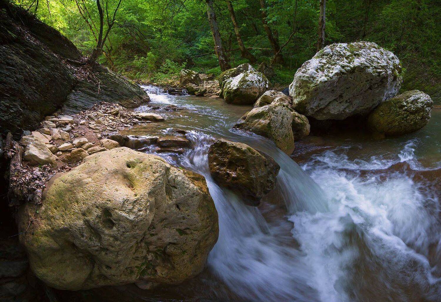 адыгея, весна, река, мешоко, камни, Николай Мысливцев