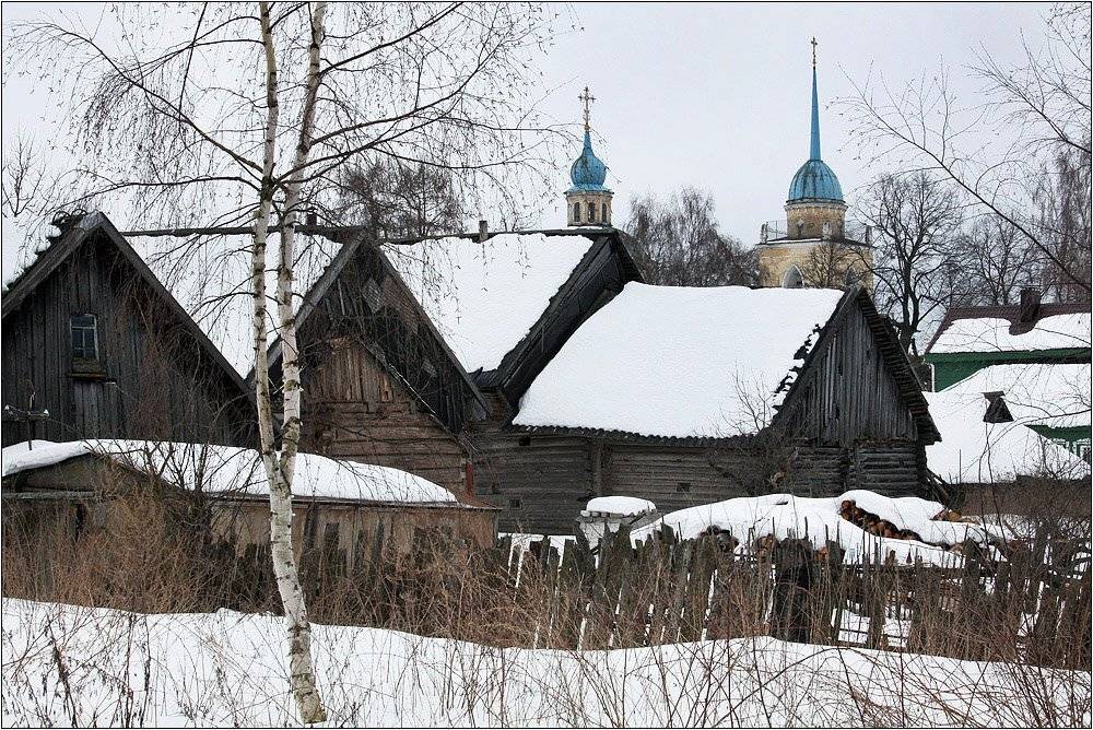 деревня, дом, март, весна, снег, забор, Victor Pechenev