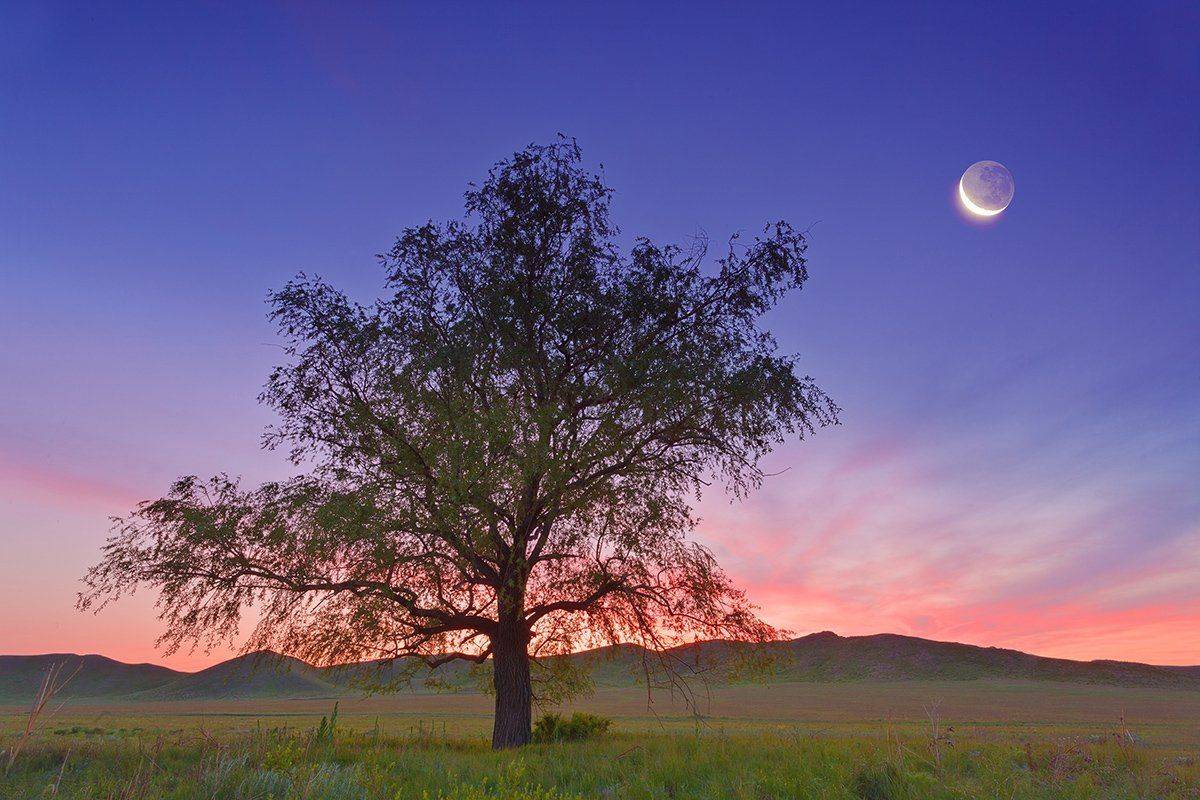 ural, stone, mountains, sunset, moon, Konstantin Mironov