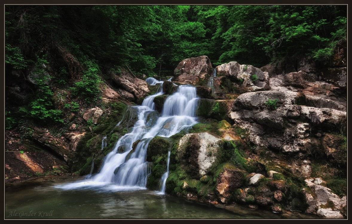 лес, водопад, ручей, аюк, Александр Круль
