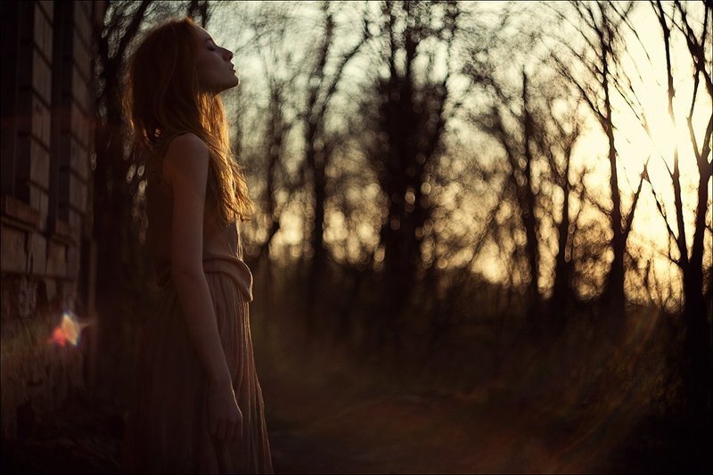 sun, sunset, flares, bokeh, helios, girl, trees, spring *** фото превью