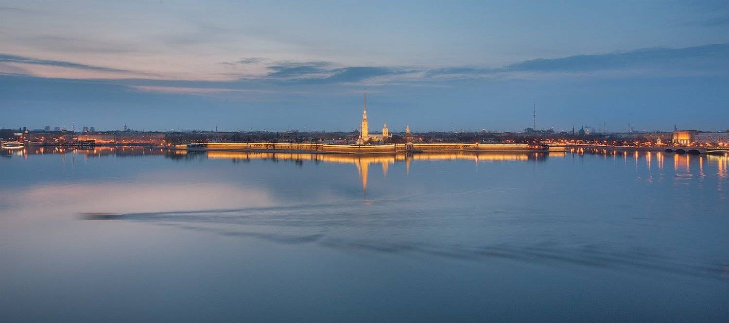 санкт-петербург, нева, закат, город, лодка, Сергей Лукс