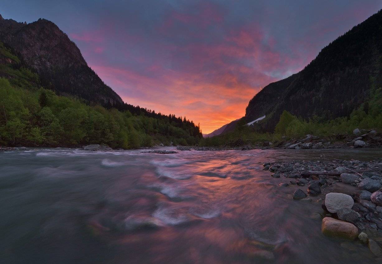 домбай, весна, рассвет, аманауз, Николай Мысливцев