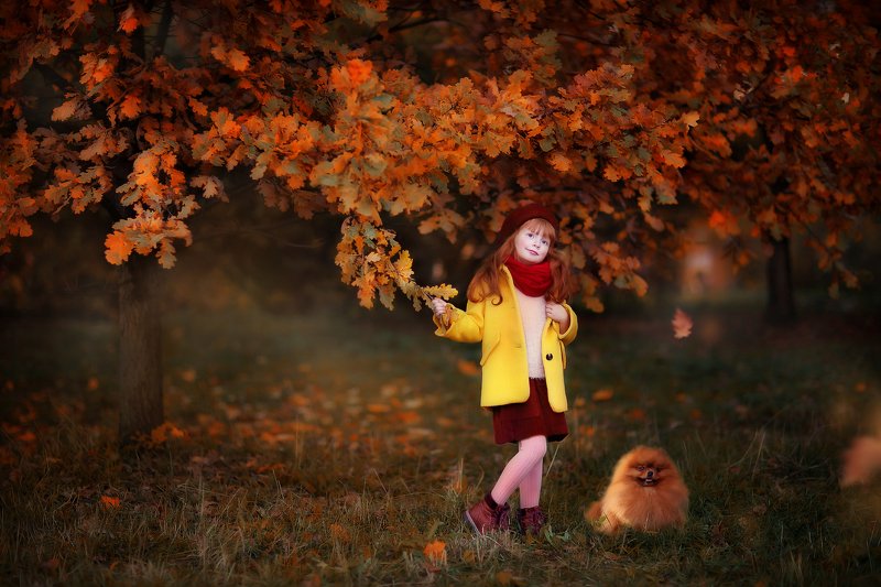 фотосессия, дети, осень, рыжие волосы, девочка, портрет Рыжая осень фото превью