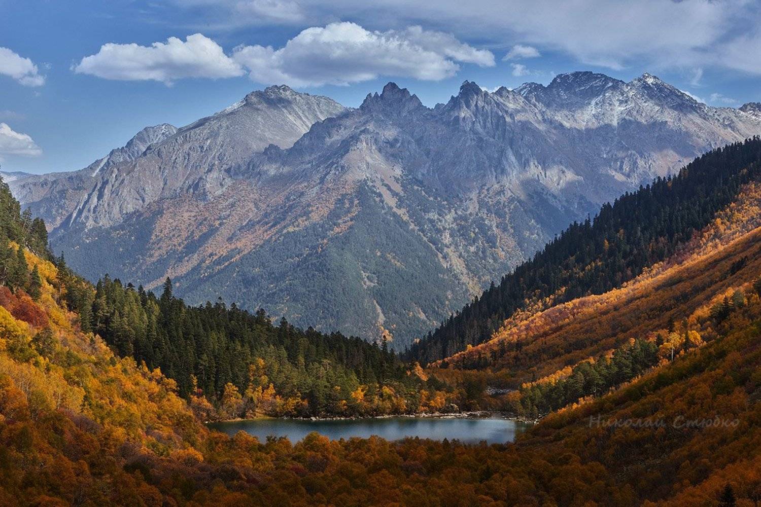 кавказ горы осень озеро лес, Николай Стюбко