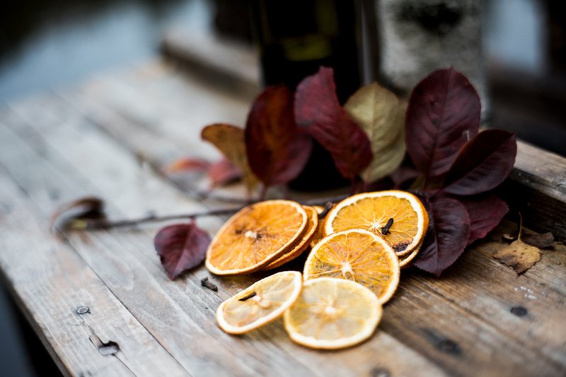 осень, апельсины, озеро, листья, рыжий, желтый, вода, мост Осенний глинтвейн фото превью