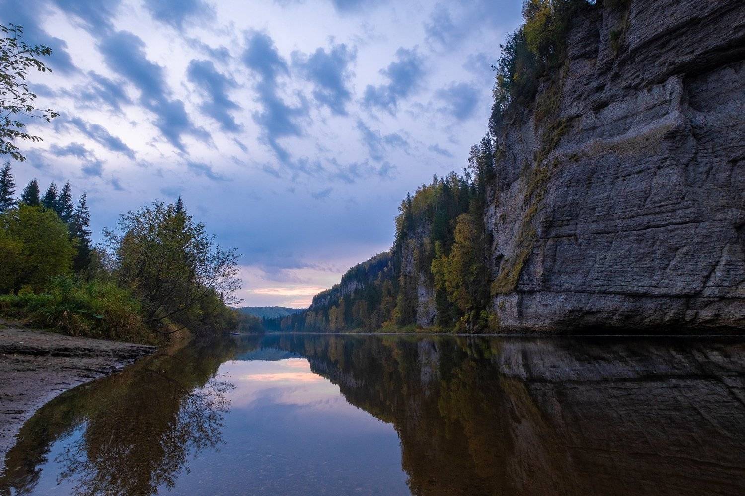 осень, река, рассвет, Савицкий Ян
