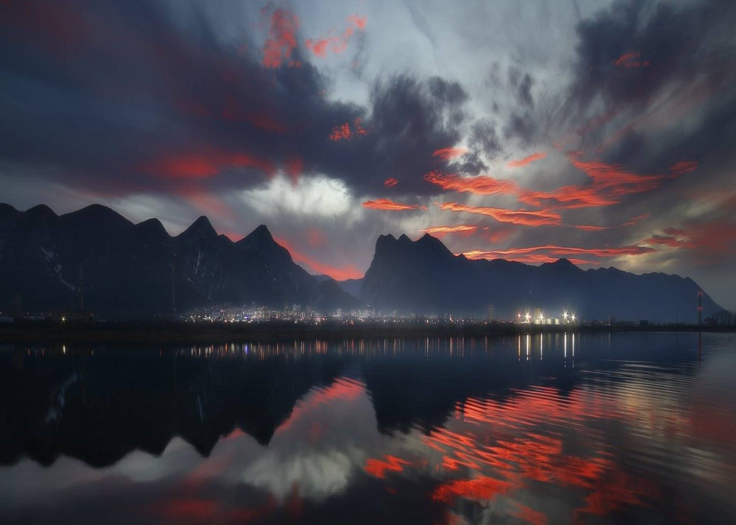landscape nature balkan bulgaria epic dramatic red sky, Lyuboslav